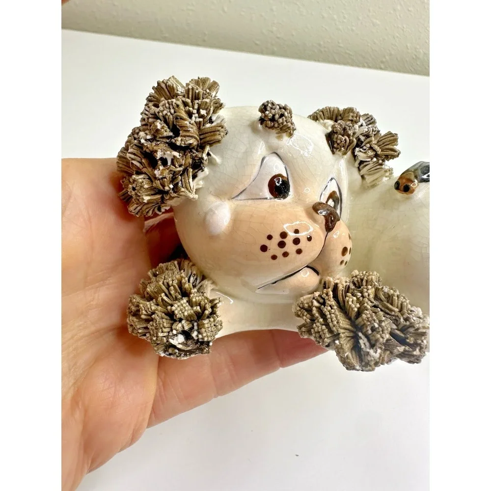 Lefton Spaghetti Ceramic Dog Vintage Set 2 Bee Toothache Boo Boo Tail Set 2